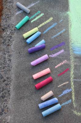 Chalk lined up ready to go