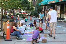 Lots of artists creating chalk art