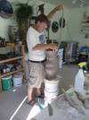 2011 Tour artist Jim Gilman making clay vase